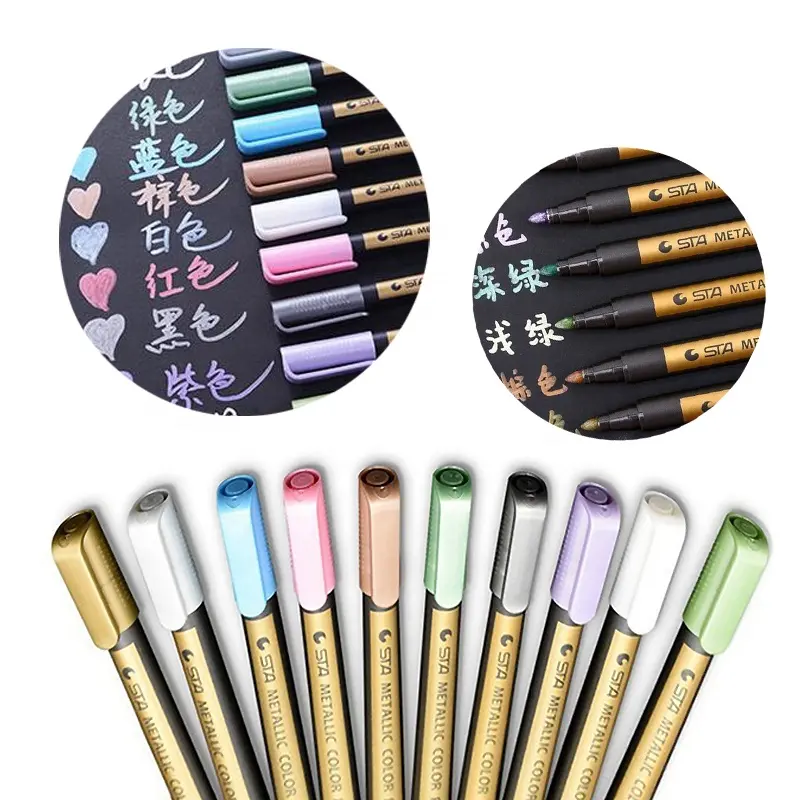 DIY Metallic Colored Marker Pens, Drawing Painting Pen for Spiral Scrapbook Albums STA8151