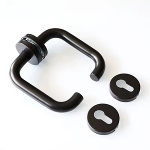 マットブラック304SSレバーハンドルロック耐久性のあるキーロック解除エントリー/通路/バスルームドアハードウェア - Product Image 1