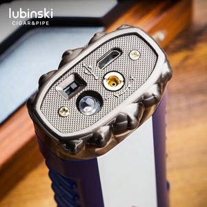 Cuba Retro Style <strong>Pattern</strong> Design Dual Electric Double Blue Flame Cigar <strong>Lighter</strong> Rechargeable One Piece One Gift Box - Product Image 6