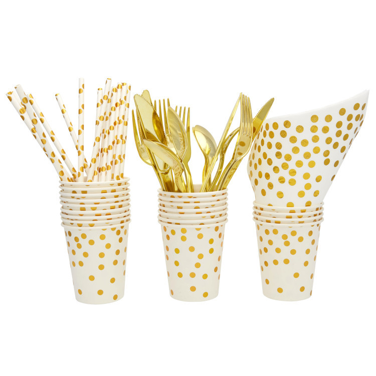 25 gobelets en papier estampés or