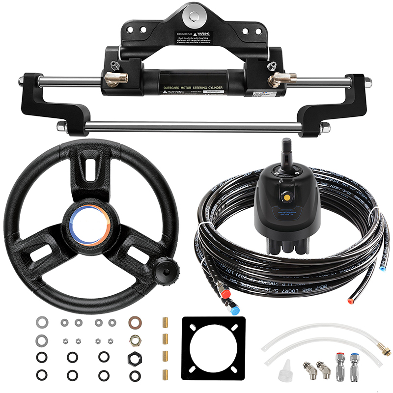 Kit de sistema de dirección hidráulica marina para fueraborda negro de 200 HP