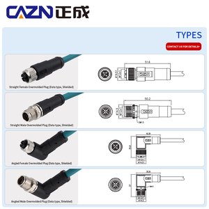 Fiche mâle surmoulée M12 à 8 broches X-Code avec câble PUR bleu Fil Internet 4P26-001 CAT6A - Product Image 6