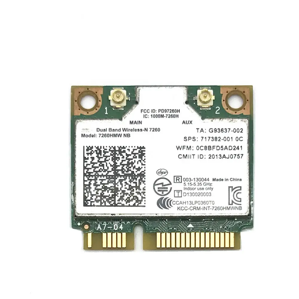 Wireless Wifi Card Dual Band 7260 NB 7260HMW NB Mini PCI-E 300Mbps 802.11N 2.4G / 5Ghz für Laptops 7260NB