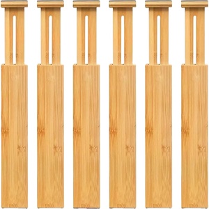 Schubladen Trenner天然抽屉分隔器厨房抽屉收纳器可调可扩展竹制抽屉分隔器