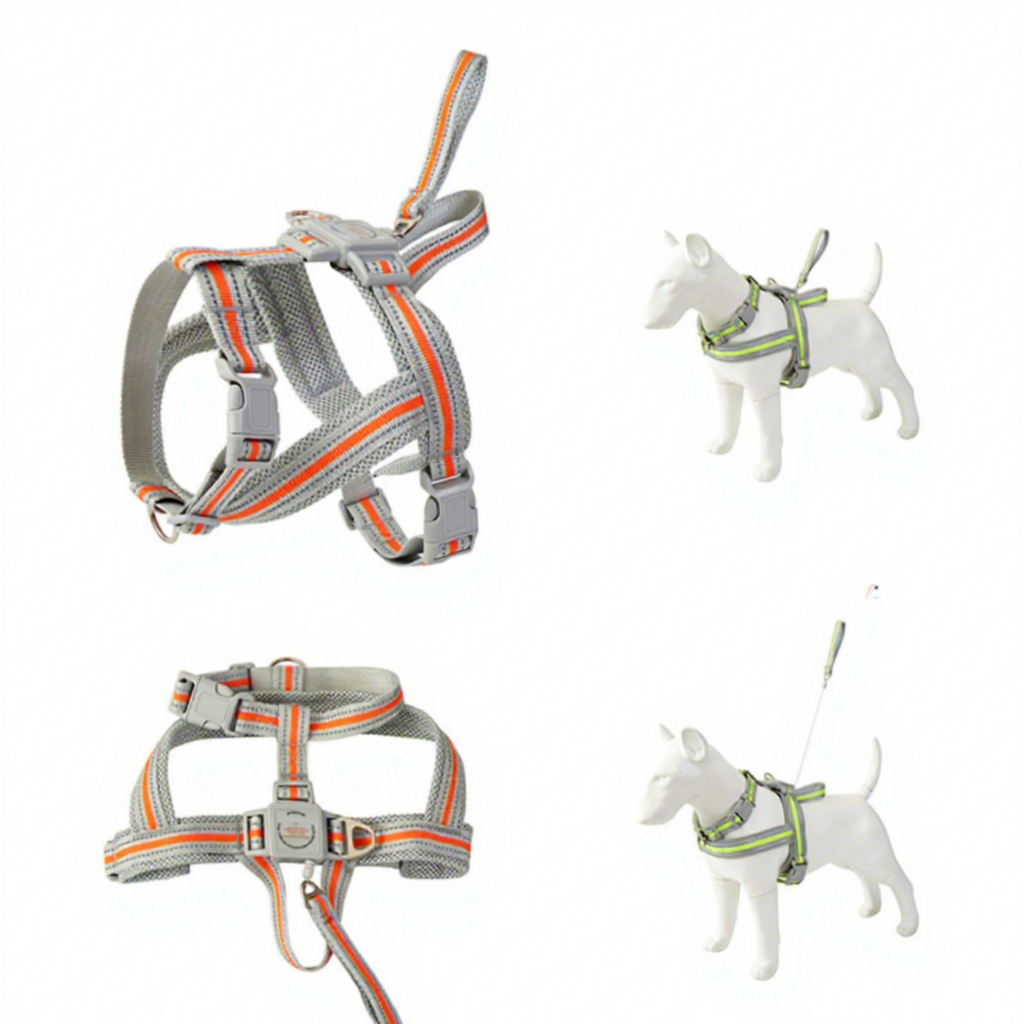 Harnais de poitrine diagonal-gris-orange
