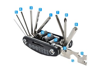 Epsilon ชุดเครื่องมือซ่อมไขควงจักรยาน16 In 1,ชุดประแจหกเหลี่ยมอัลเลนแบบพับได้ - Product Image 5