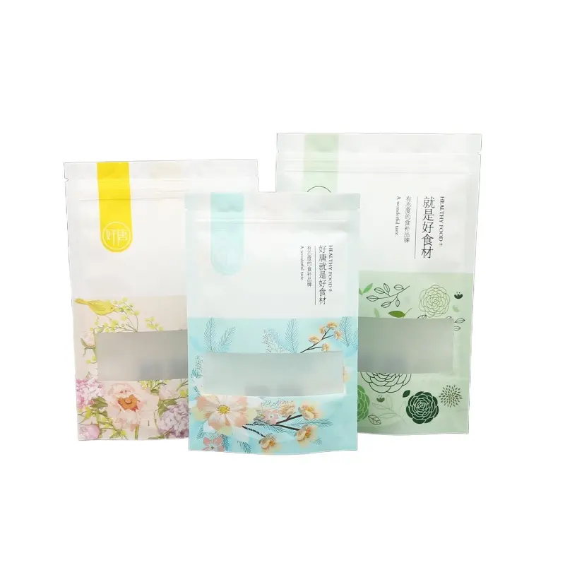 Sacchetto di tenuta in piedi sacchetto di plastica per imballaggio alimentare chiusura a cerniera borsa doyback con stampa logo