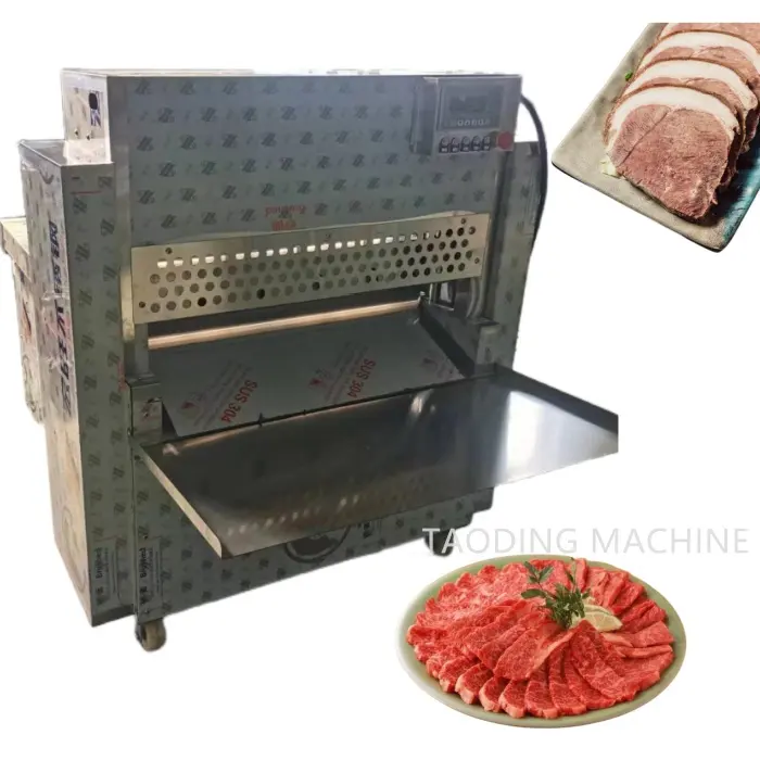 Thép không gỉ thịt bò cắt thịt Slicer cắt công nghiệp đông lạnh thịt nấu chín thịt máy cắt thịt lợn Slicer máy