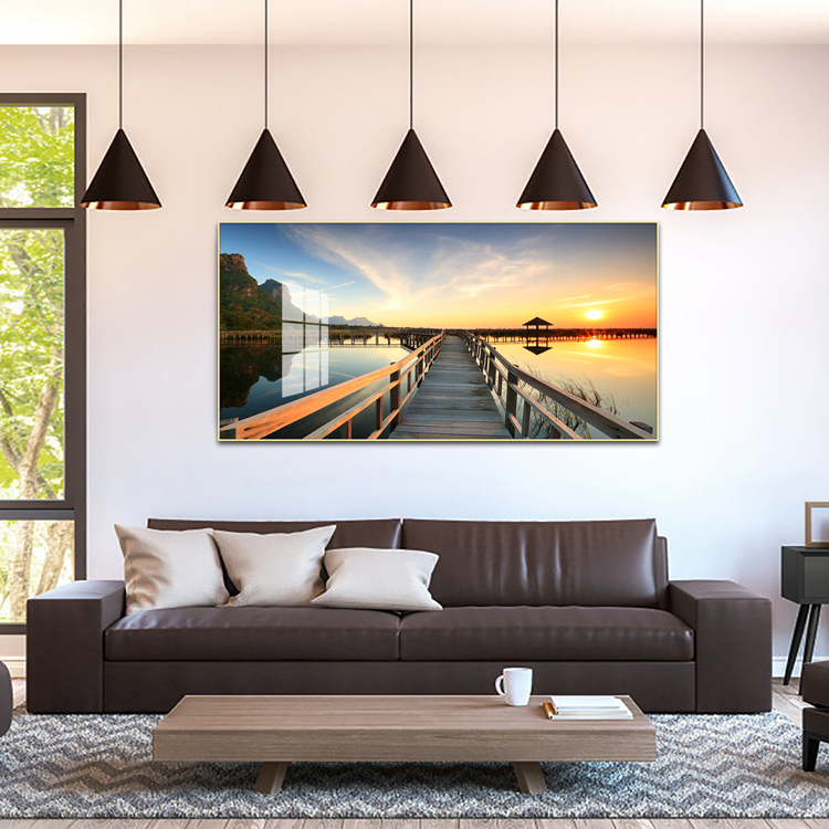 Wall Arts Decorative Crystal Porcelain Canvas Home Living Room Decor Decor Sunset Frame Modern Pop Seascape Landscape Paintings