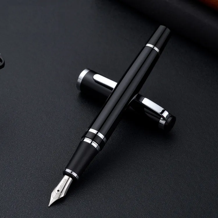 Best Selling Professionele Luxe Zwarte Gepersonaliseerde Custom Metalen Vulpen Voor Mannen Neutrale Pen Met Logo