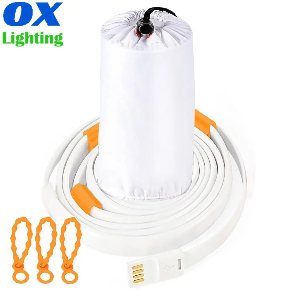 Portable LED Light Rope USB Led Camping Camp Strip Light 5V Flexible Waterproof Tent Light for Camping Hiking