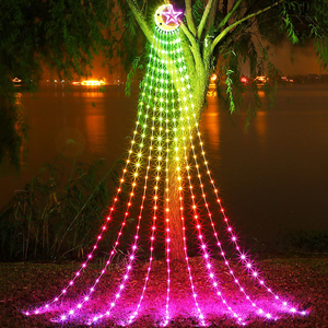 Guirnalda de luces LED para decoración navideña, 305 luces LED de 9,2 pies para árbol, cascada, Control por aplicación, para patio - Product Image 5