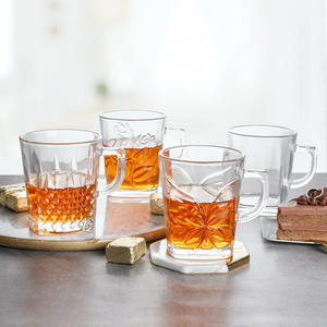 阿拉伯约旦90毫升-100毫升小玻璃茶杯4设计共模压花英式饮茶套装铅玻璃马克杯库存 - Product Image 1