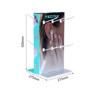 Pantalla de contador giratorio de 2 lados PDQ personalizada con gancho de clavija para accesorios digitales auriculares Bluetooth caja de gancho de cartón corrugado - Product Image 3