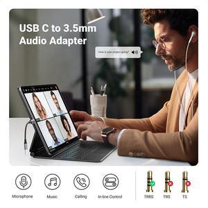 USB C Type C ตัวผู้เป็น3.5มม. สายแจ็คตัวเมียหูฟังไมโครโฟน AUX ออดิโออะแดปเตอร์สายเคเบิลอะแดปเตอร์สายสัญญาณเสียง - Product Image 5
