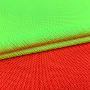 Tela de malla de red fluorescente de alta visibilidad reciclada de poliéster 100% de punto para chaleco de seguridad reflectante - Product Image 4