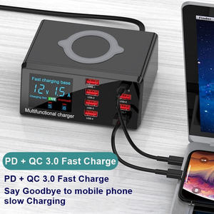 Cep telefonu hızlı şarj şarj 8-Port çoklu Usb şarj aleti QC3.0 PD telefon kablosuz şarj için 100W akıllı USB şarj istasyonu - Product Image 4