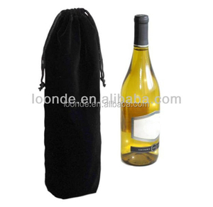 Şarap için özel işlemeli büzme ipli kadife çanta kese - Product Image 6