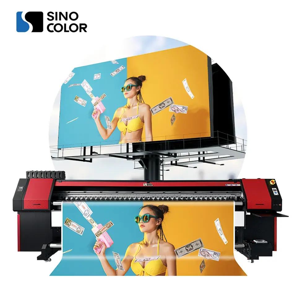 Teknologi canggih 3.2m lebar empat i3200 kepala 2400dpi format lebar inkjet eco solvent printer untuk flex banner