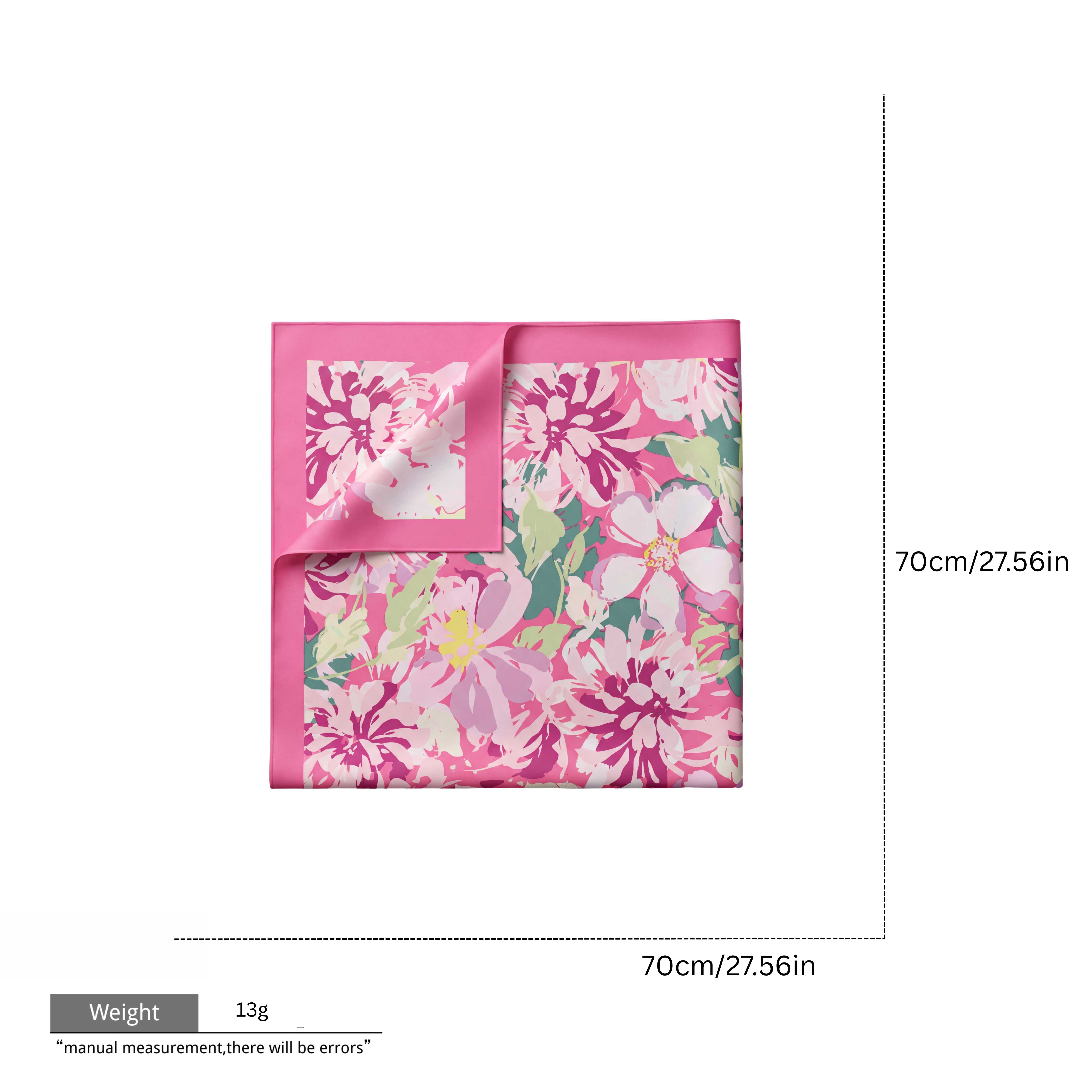 Pink floral square silk scarf