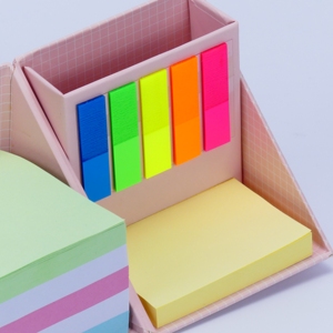 Hotsale personalizado plegable imán cuadrado 3*3 pulgadas cubo caja Sticky Memo bloque notas PAD con portalápices - Product Image 6