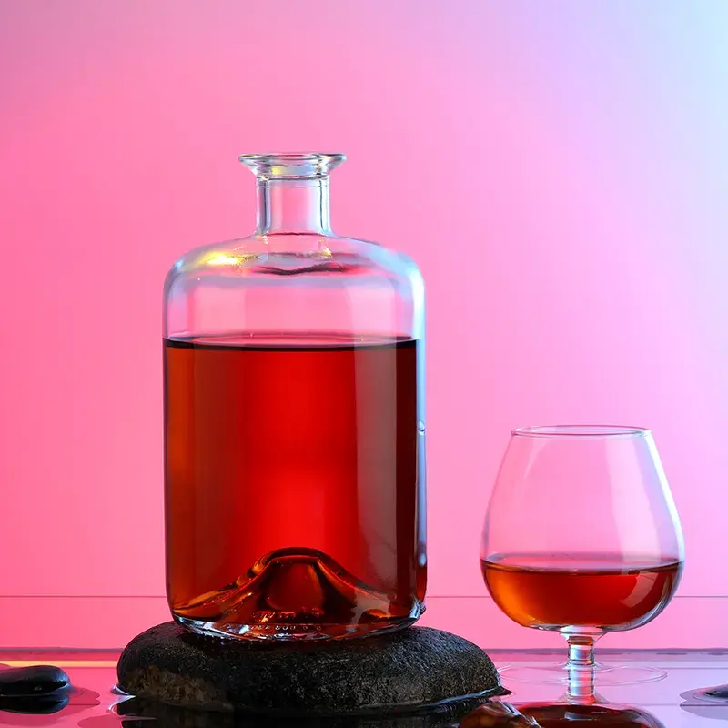 High End Extra Flint Customized 700ml 750ml Alcohol Liquor Brandy Rum Whisky Gin Glass Bottle Luxury