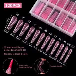 ปลายเล็บสั้นสีชมพู120ชิ้น/กล่องฉลากส่วนตัวแบบคู่ต่อเล็บง่ายต่อการซ่อมเล็บ - Product Image 5