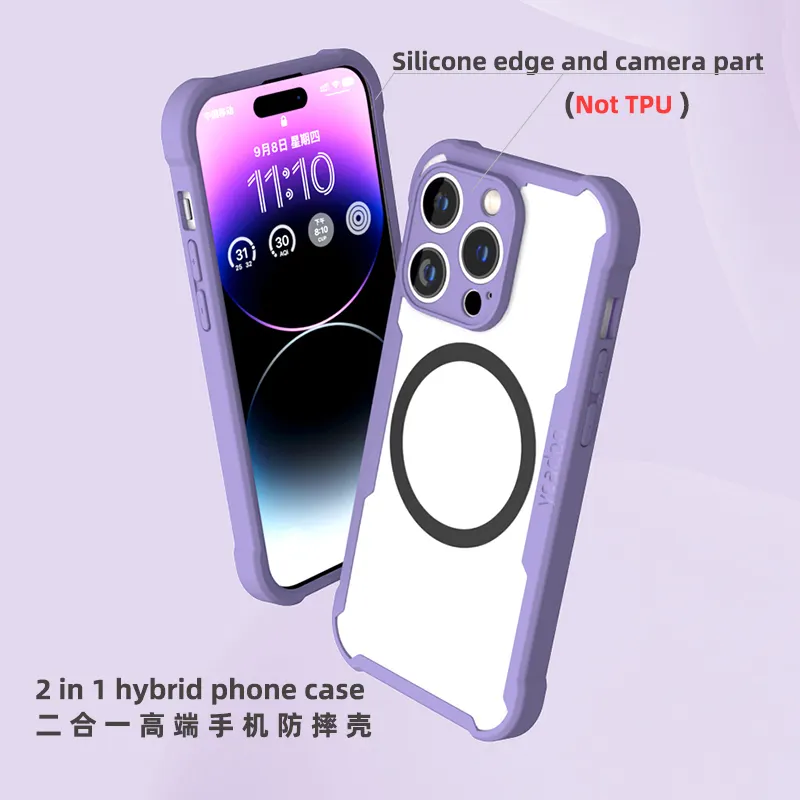 Casing magnetik ponsel tahan guncangan, Bumper silikon terbaru mode Matte bening PC terasa halus nirkabel mengisi daya casing untuk iphone 15 seri