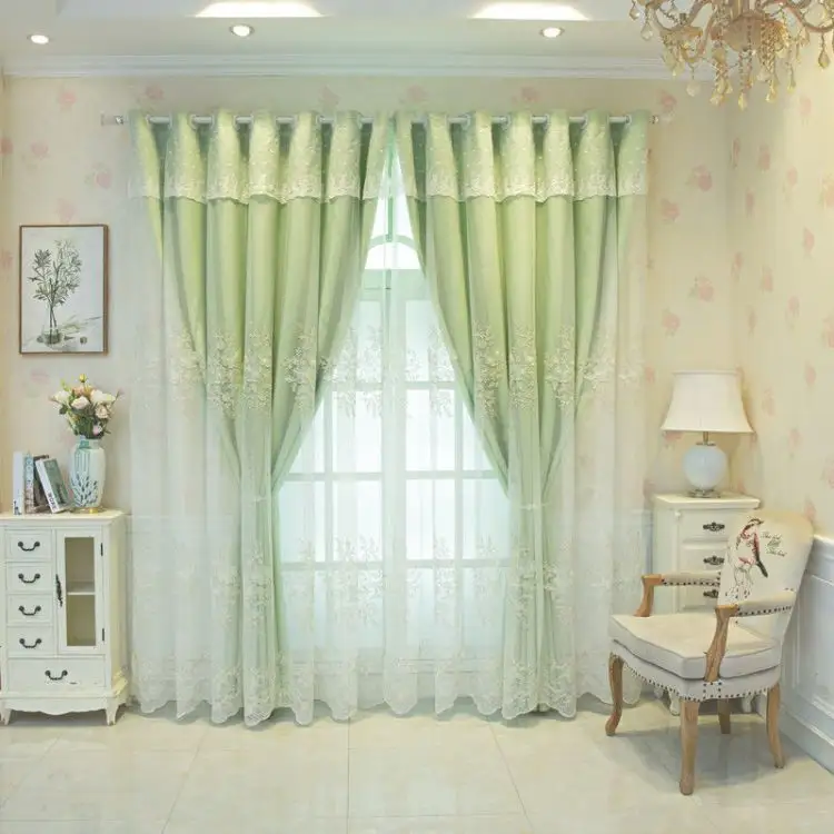 Rideaux de style européen simples et beaux rideaux de dentelle occultants pour les villas de salon et les rideaux d'une seule pièce