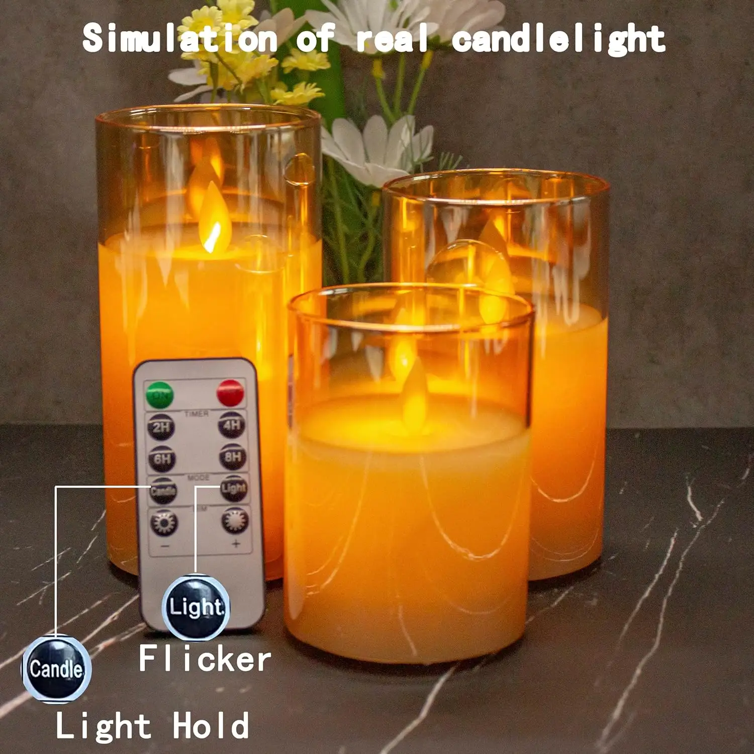 Real Wax LED Flameless Electronic Candles USB Rechargeable Remote Control Pillar Velas Christmas Bougie Kerzen with moving flame