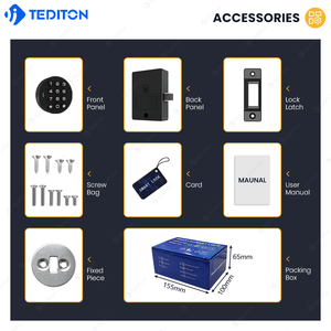 Tediton工厂智能锁组合密码数字代码卡无钥匙键盘智能柜锁 - Product Image 6