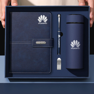 2024 Oficina boda personalizable PU cuero A5 cuaderno juegos de regalo con botella de agua nota libro caja de regalo con bolígrafo - Product Image 5