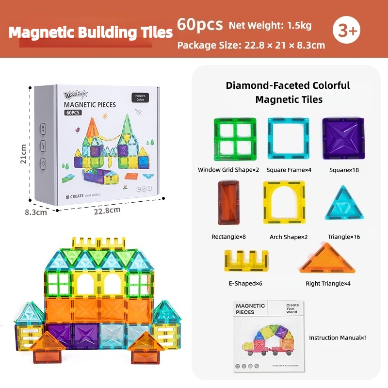 60 pièces colorées à facettes de diamant