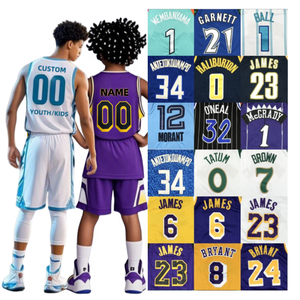 Quick Dry Mesh James 6 Bryant 24 Tatum 0 <strong>Durant</strong> 35 Garnett Embroidery Youth Kids Sport Athletic Uniform Shirt Basketball Jerseys - Product Image 1
