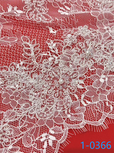 ผ้าลูกไม้ประดับลูกปัดสไตล์ฝรั่งเศสผ้าโปร่งปักลายสำหรับเจ้าสาวชุดเจ้าสาวสีขาวสไตล์ใหม่ปักลวดลายแฟนซี - Product Image 4