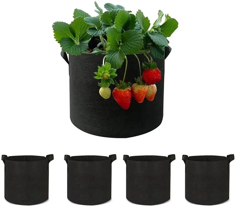 A buon mercato su misura 1 3 5 7 10 20 30 50 Gallon Planter Grow Borse Vasi Da Giardino Patata feltro Tessuto pianta crescere borse