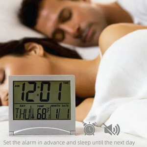 Muss großen LCD-Bildschirm kaufen 12/24 Stunden Format Temperatur Luftfeuchtigkeit Countdown Timer wasserdicht faltbarer Desktop-Wecker - Product Image 6