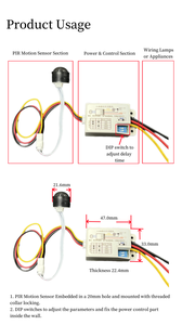 Detector de Sensor de movimiento PIR infrarrojo ajustable, interruptor de luz de pared, tiempo de retardo de funcionamiento, 1, 2 unidades - Product Image 5