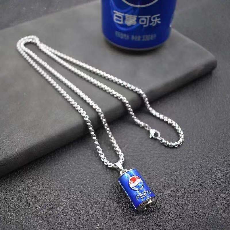 Xl0095 blue coke bottle with steel chain 70cm