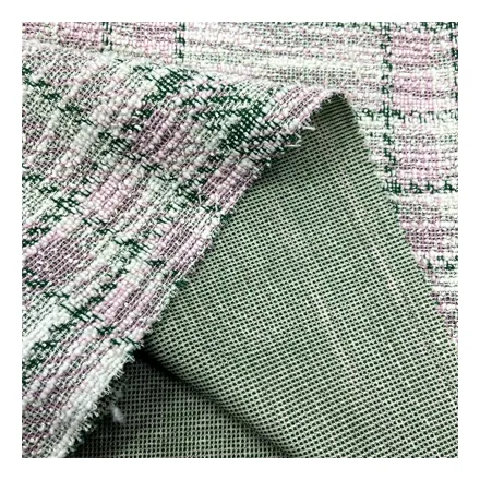 Tela jacquard de lana de lujo, tejido de punto metálico de algodón y poliéster para traje de bolso