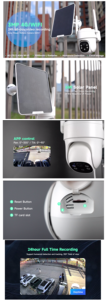24hours Recording 3MP Wireless WIFI <strong>Camera</strong> AOV 9000mAh Chargeable Battery Solar-Powered with Solar Panel SD Slot Two-way Talk - Product Image 4