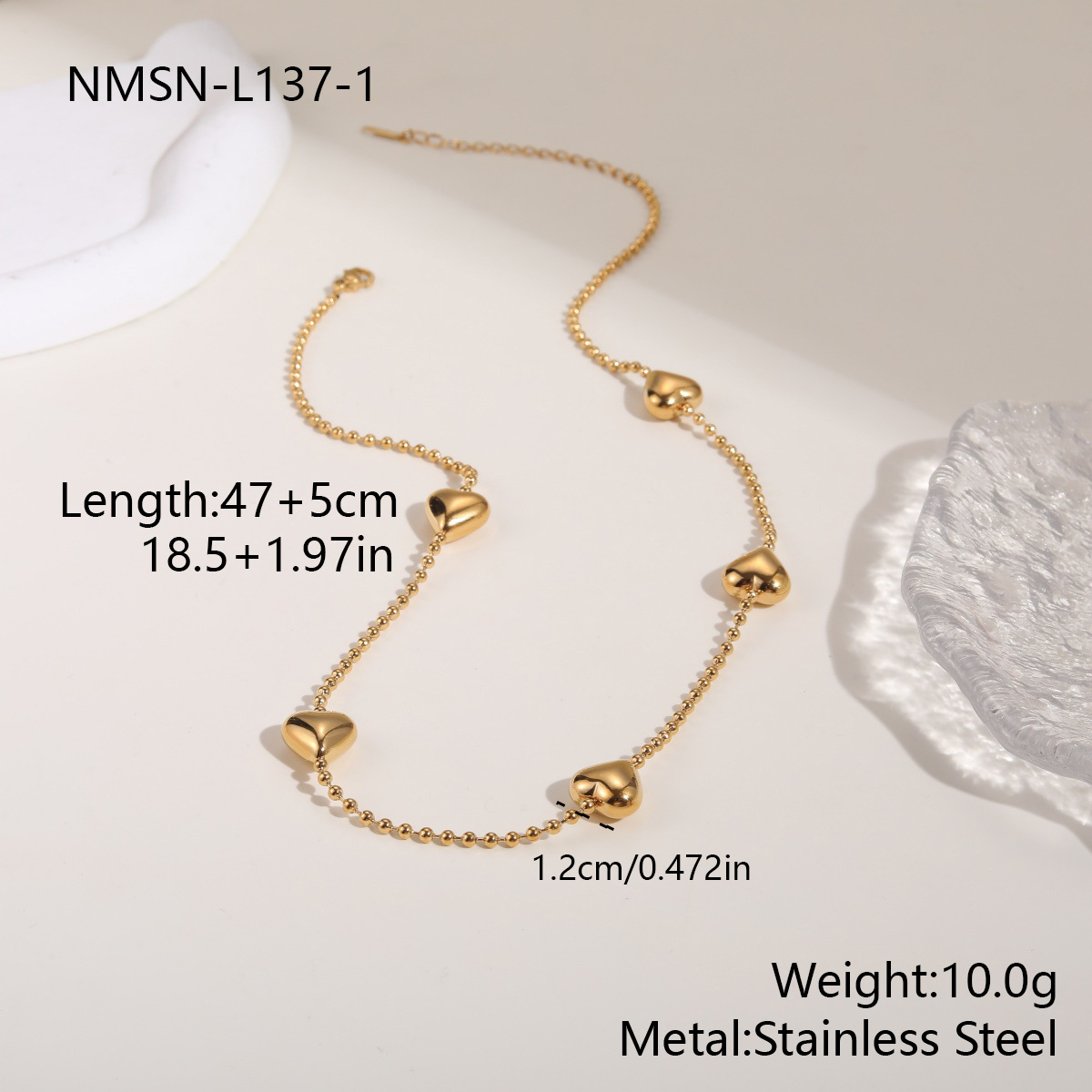NMSN-L137-1 เสื้อแขนสั้นหัวใจใหญ่สีทอง