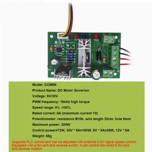 Controlador de CC PWM de 6V, 10V, 12V, 24V, 30V, con interruptor de inversión positiva, controlador de CC PWM para controlador de velocidad de Motor de CC, 200W CCM6N - Product Image 4
