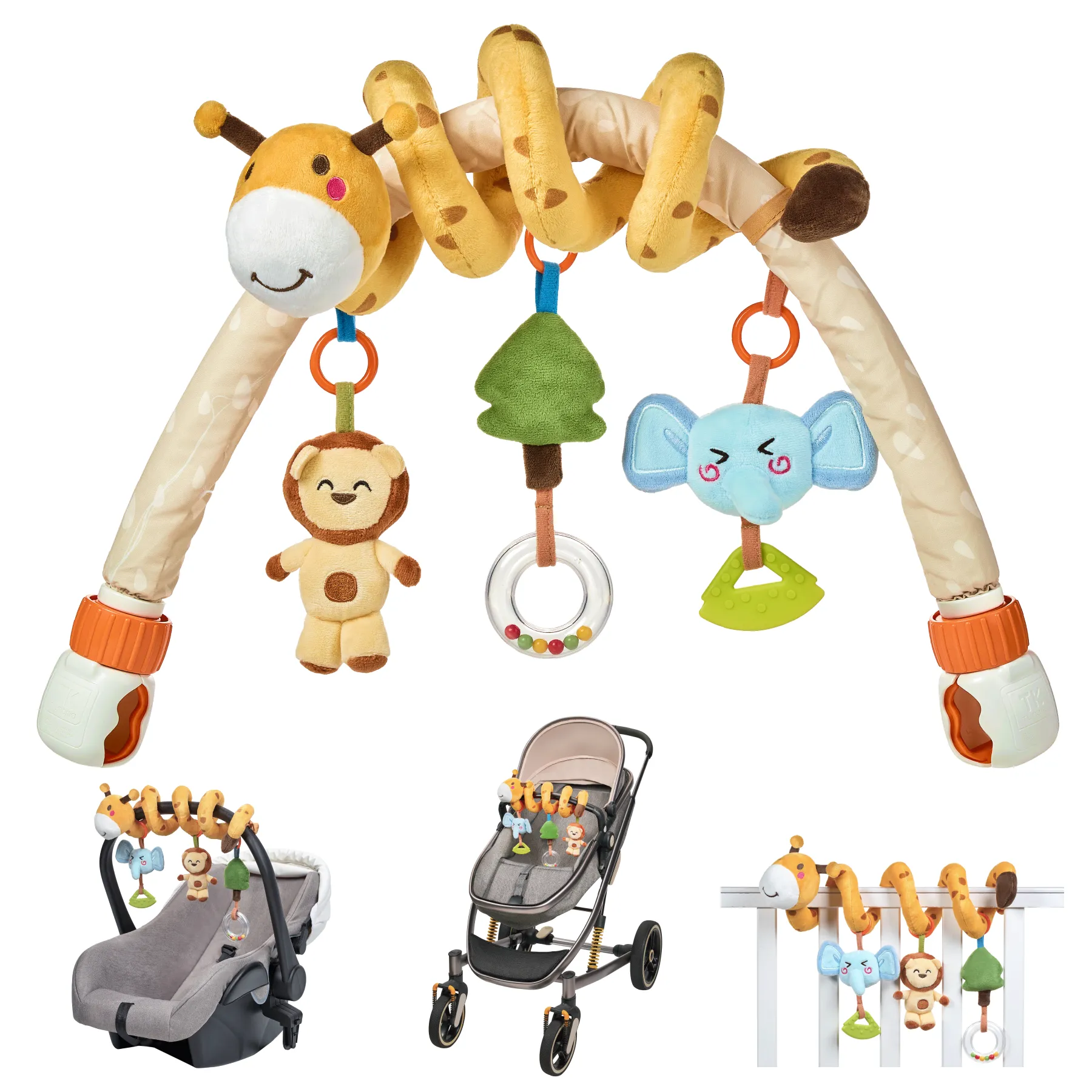 Tumama Enfants Girafe Bébé Stretch Spirale Poussette Siège De Voiture Arc Jouet Réglable Bébé Musical Berceau Mobile Landau Bébé Poussette Jouet