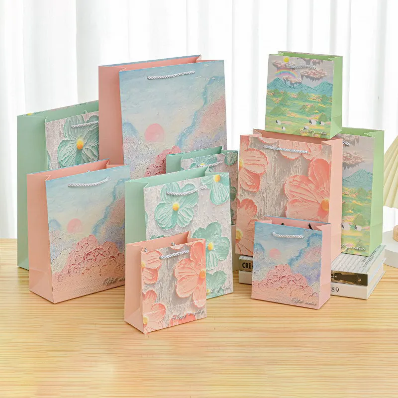 Новый стиль Изысканная картина маслом Сумочка художественная бумажная сумка ювелирные изделия подарок на день рождения Подарочная сумка