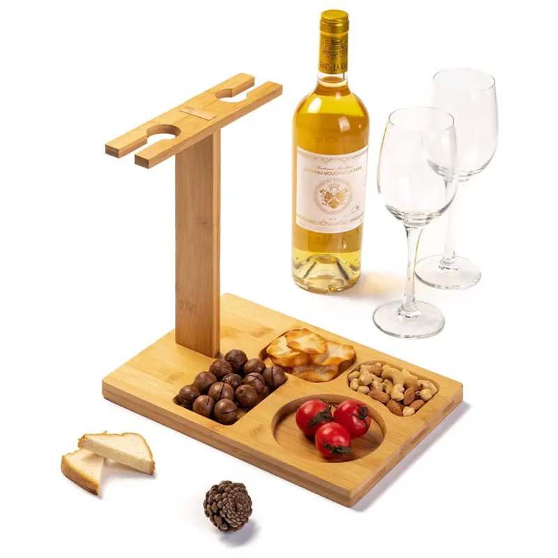 מדף יין קטן עץ מגש עם יין זכוכית מחזיק מגש הגשה עבור אכילה מטבח מגשי עבור דלפק דקורטיבי