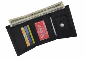 Mini carteira masculina de couro infantil estampa de avetruz tripla presente de Natal - Product Image 3