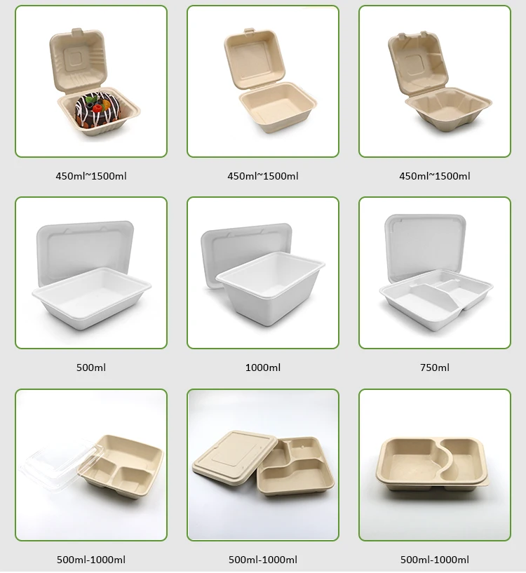 bagasse clamshell food boxes