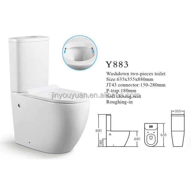 UK Market Modern Design Hot Sale Round Design D Shape Rimless Flush Washdown Bathroom 2 Pcs Toilet Water Closet
