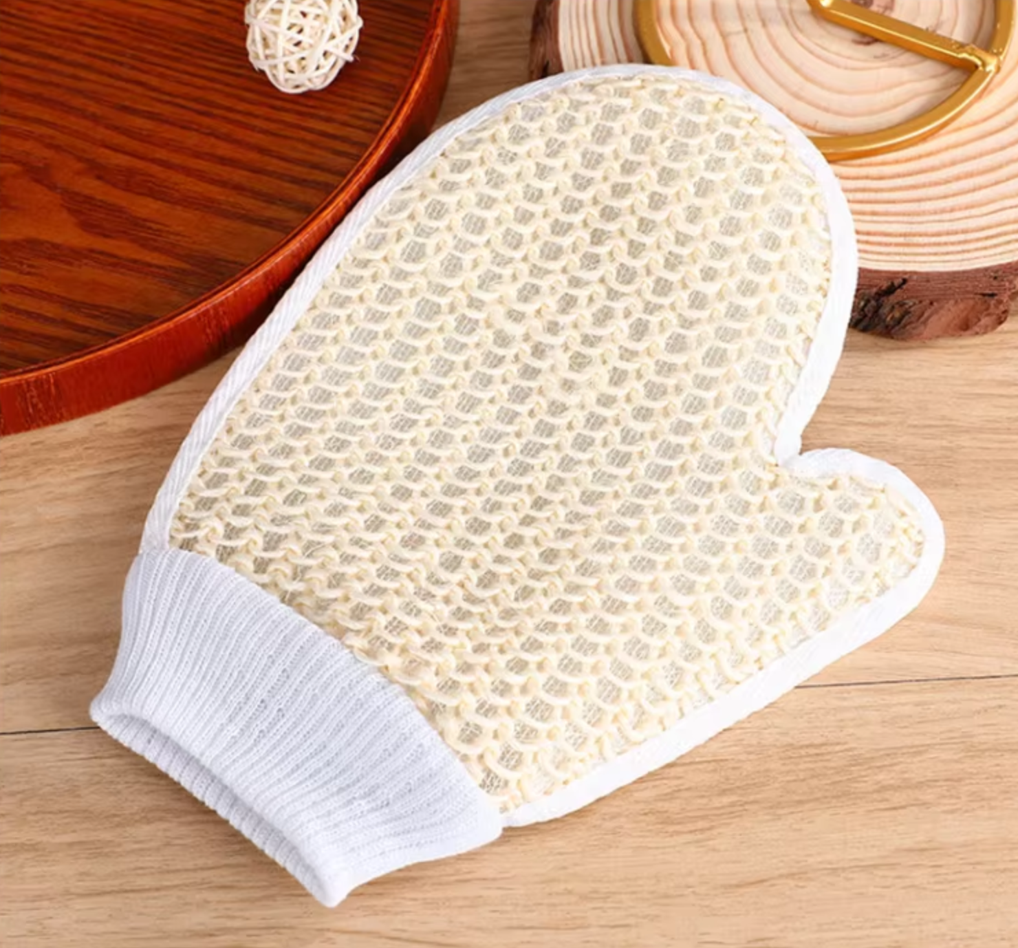 Gant en sisal 6005, 21x17cm, emballé individuellement sous sachet OPP.